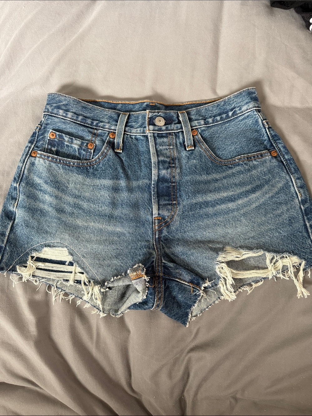 Levi's Light Blue Ripped High-Rise Denim Shorts
